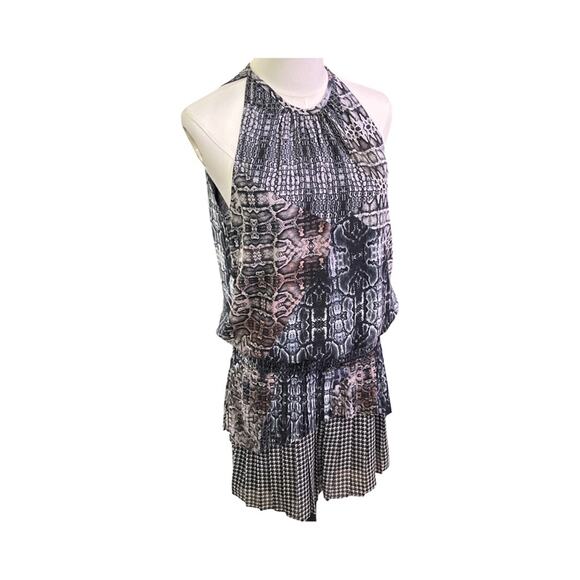 Ramy Brook Snakeskin Print Halter Dress Size Small Blouson Fit Lined Sleeveless - Picture 8 of 12